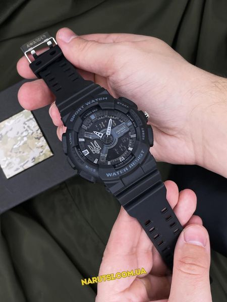 Годинник тактичний Awarder 005 Тризуб срібло Black 1202-0165 фото