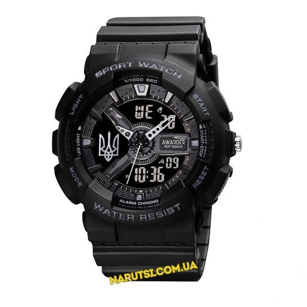 Годинник тактичний Awarder 005 Тризуб срібло Black 1202-0165 фото