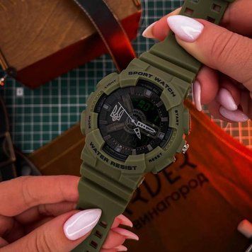 Годинник тактичний Awarder 005 Тризуб срібло Army Green 1202-0469 фото
