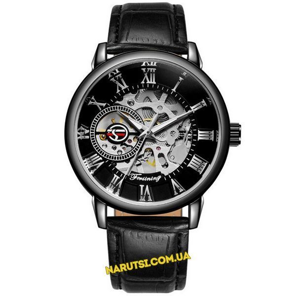 Годинник Forsining 8099 All Black Leather 1059-0129 фото