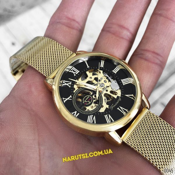 Годинник Forsining 8099 Gold-Black Milan 1059-0045 фото
