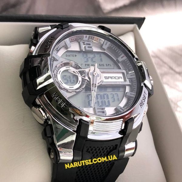 Годинник Sanda 6015 Black-Silver 1044-0060 фото