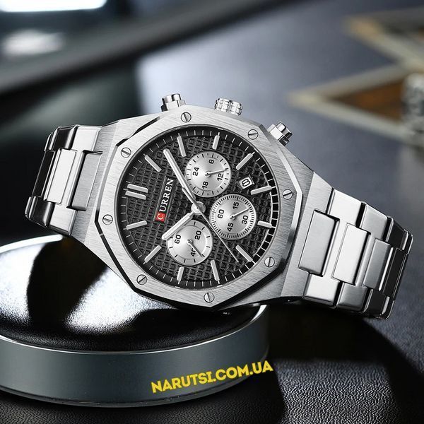 Годинник Curren 8440 Silver-Black 1008-0394 фото